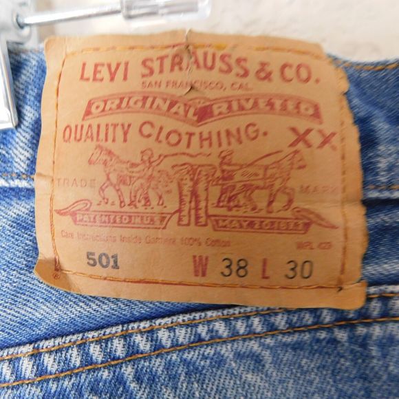 Vintage Levis 501xx 90s Jeans Size 38x30 Cotton Denim Button Fly Casual Pants - Picture 15 of 16